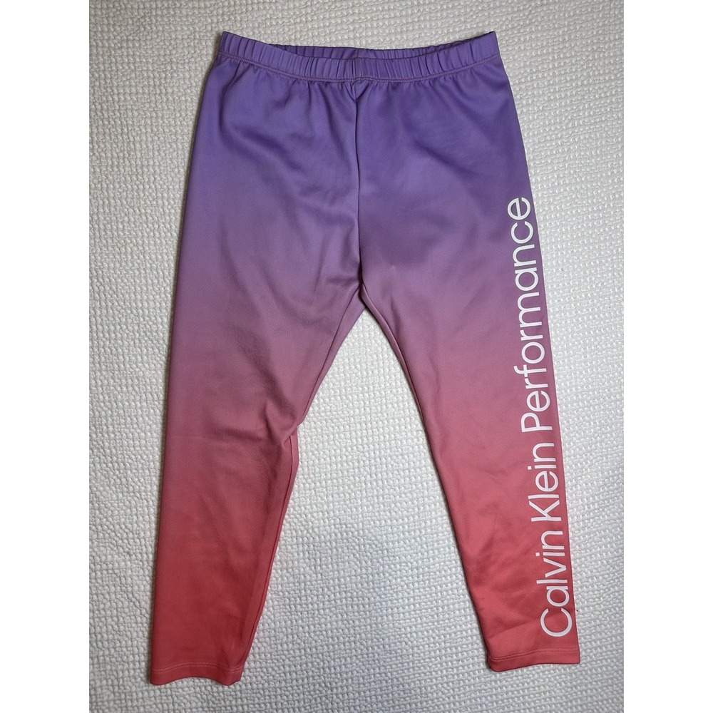 Calvin Klein Performance Girls XL 16 Ombre Cropped Leggings Purple Pink Active